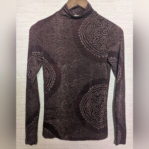 Ulla Johnson Aurelia Turtleneleck Burgundy Medallion Printed Top Small/Medium